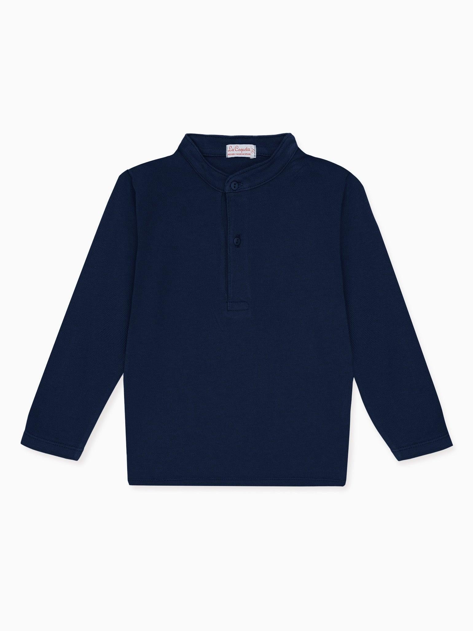 Polo à manches longues bleu marine pour garçon