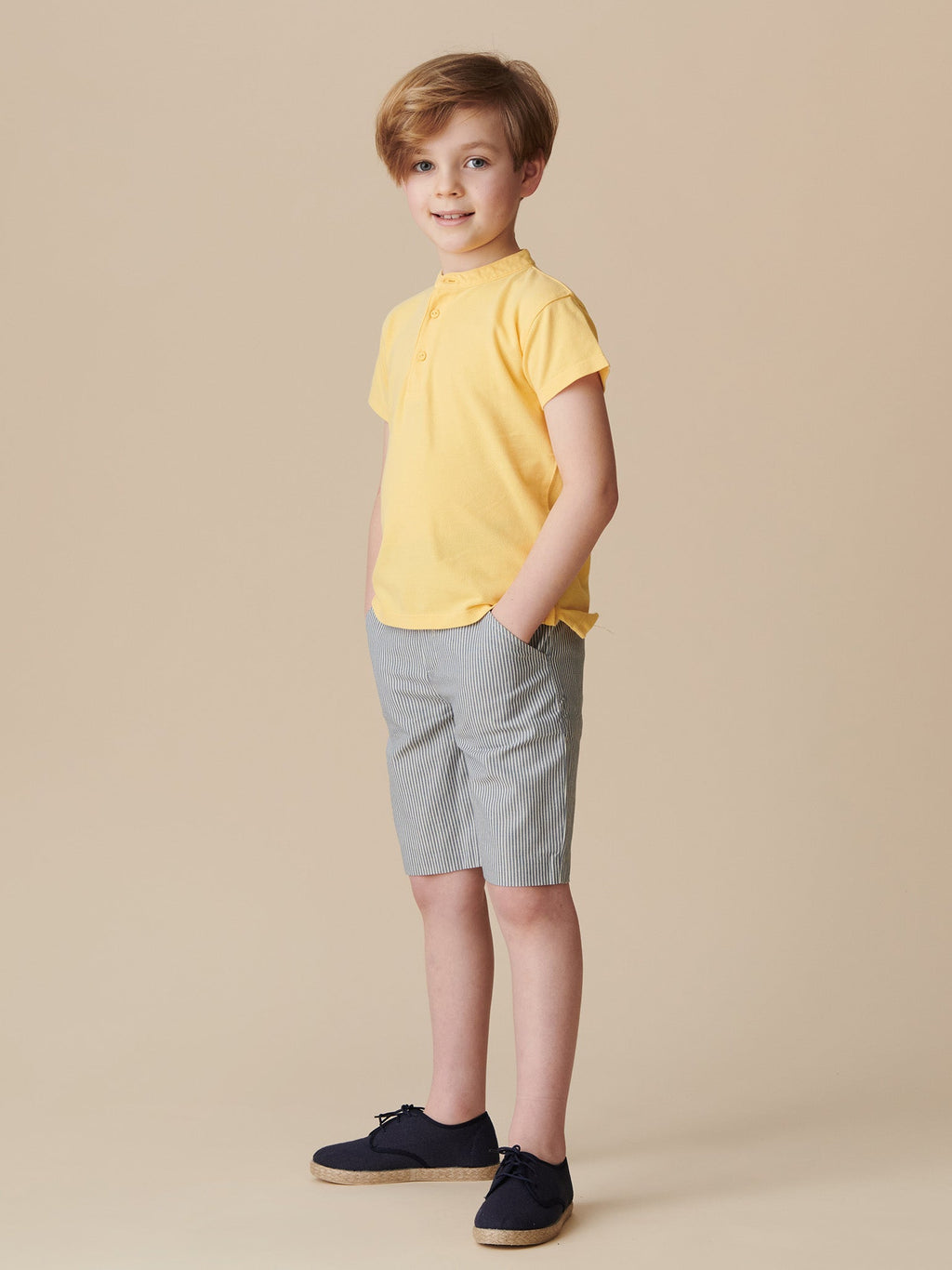 Short chino garçon rayé bleu