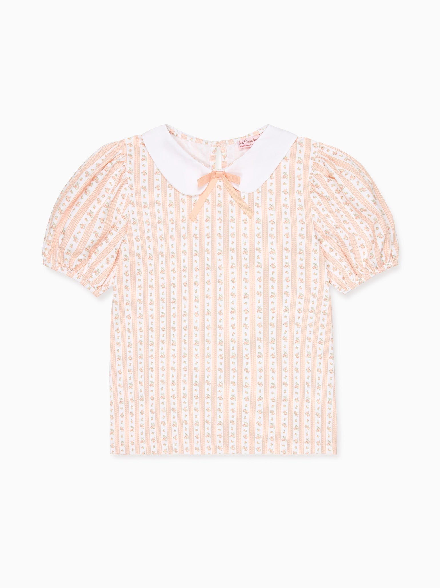 Haut fille rayé fleuri rose