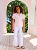 Haut fille rayé fleuri rose