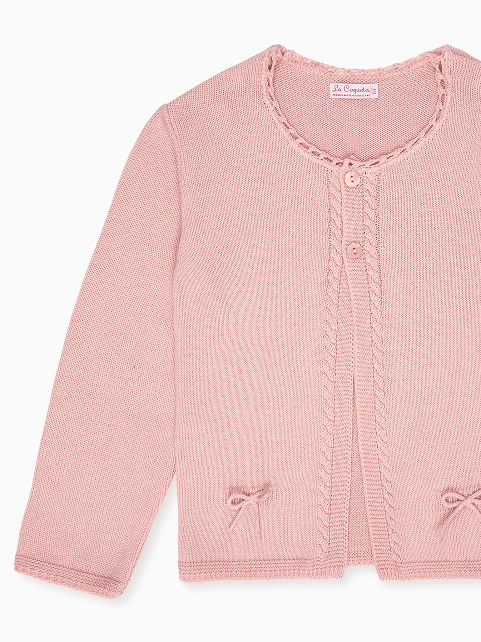 Gilet Fille en Coton Rose Poudré