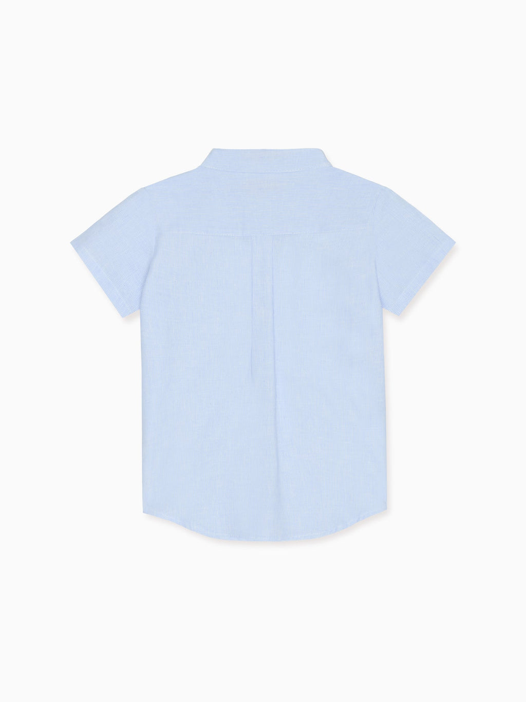 Chemise garçon en mélange de lin rayé bleu