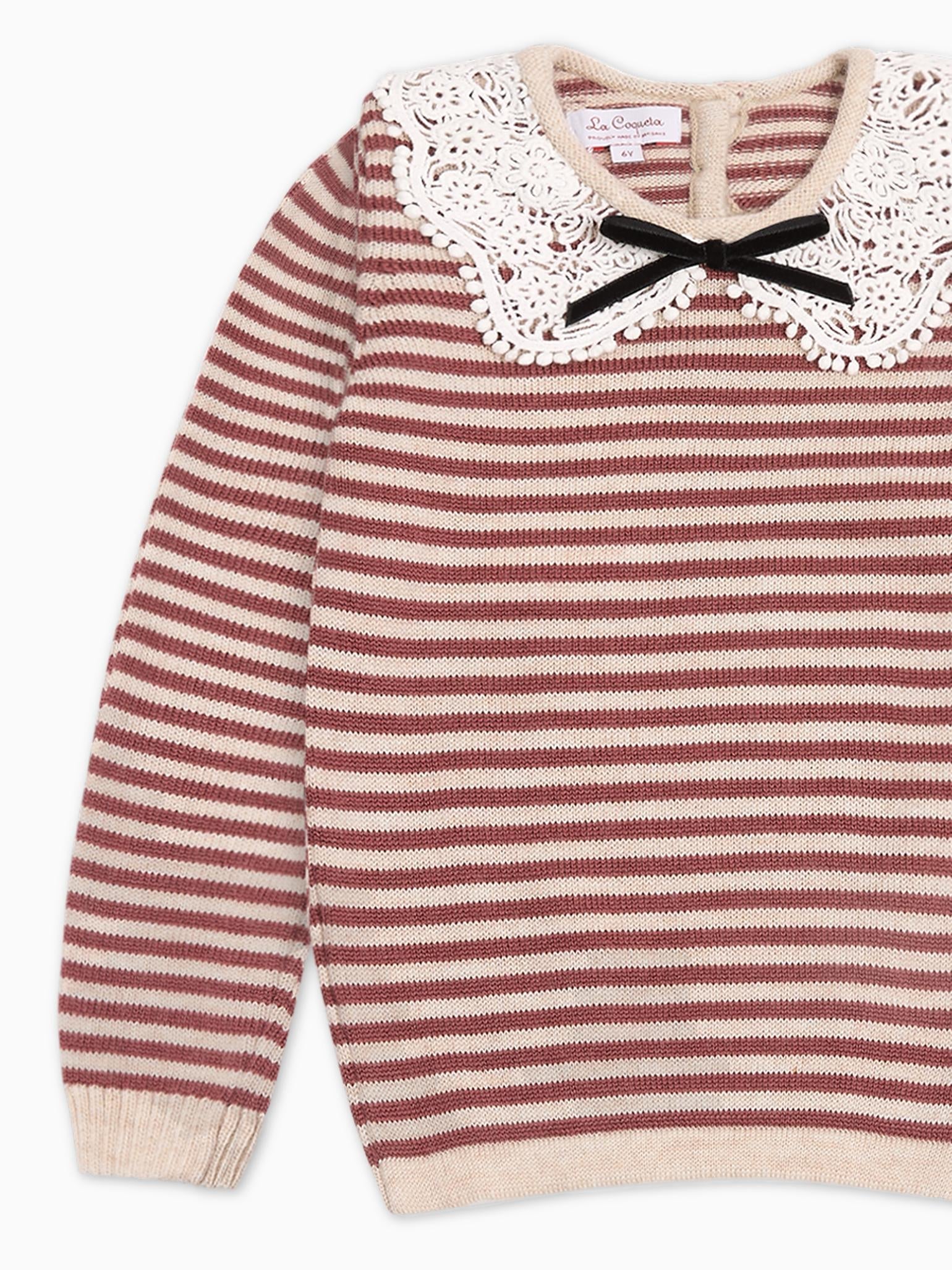 Pull Fille en Mérinos Rose Foncé