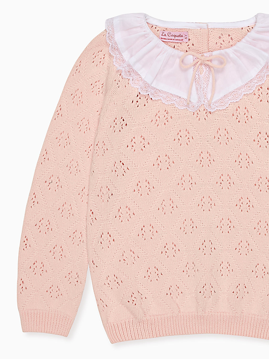 Pull en coton rose clair pour fille