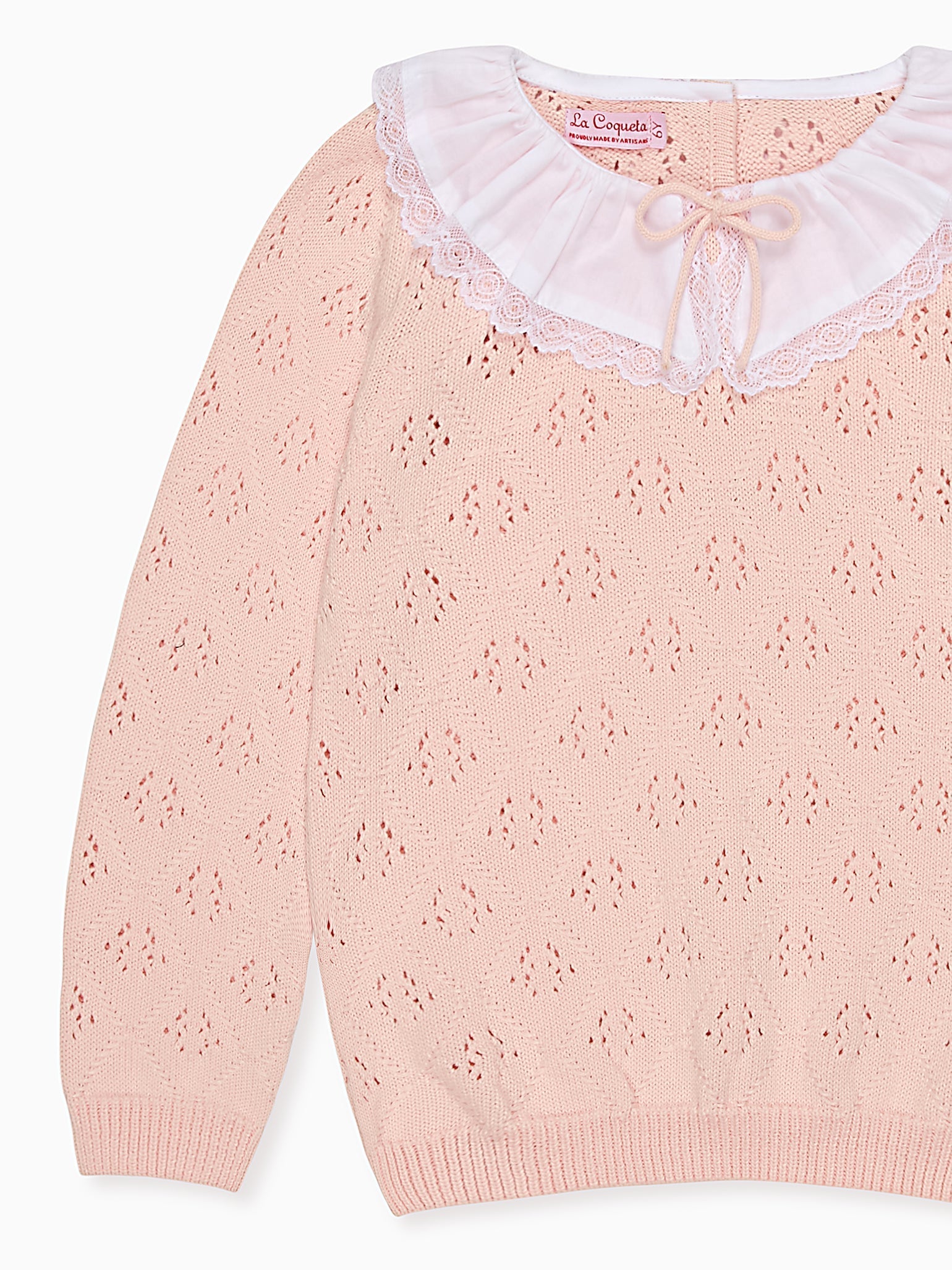 Pull en coton rose clair pour fille