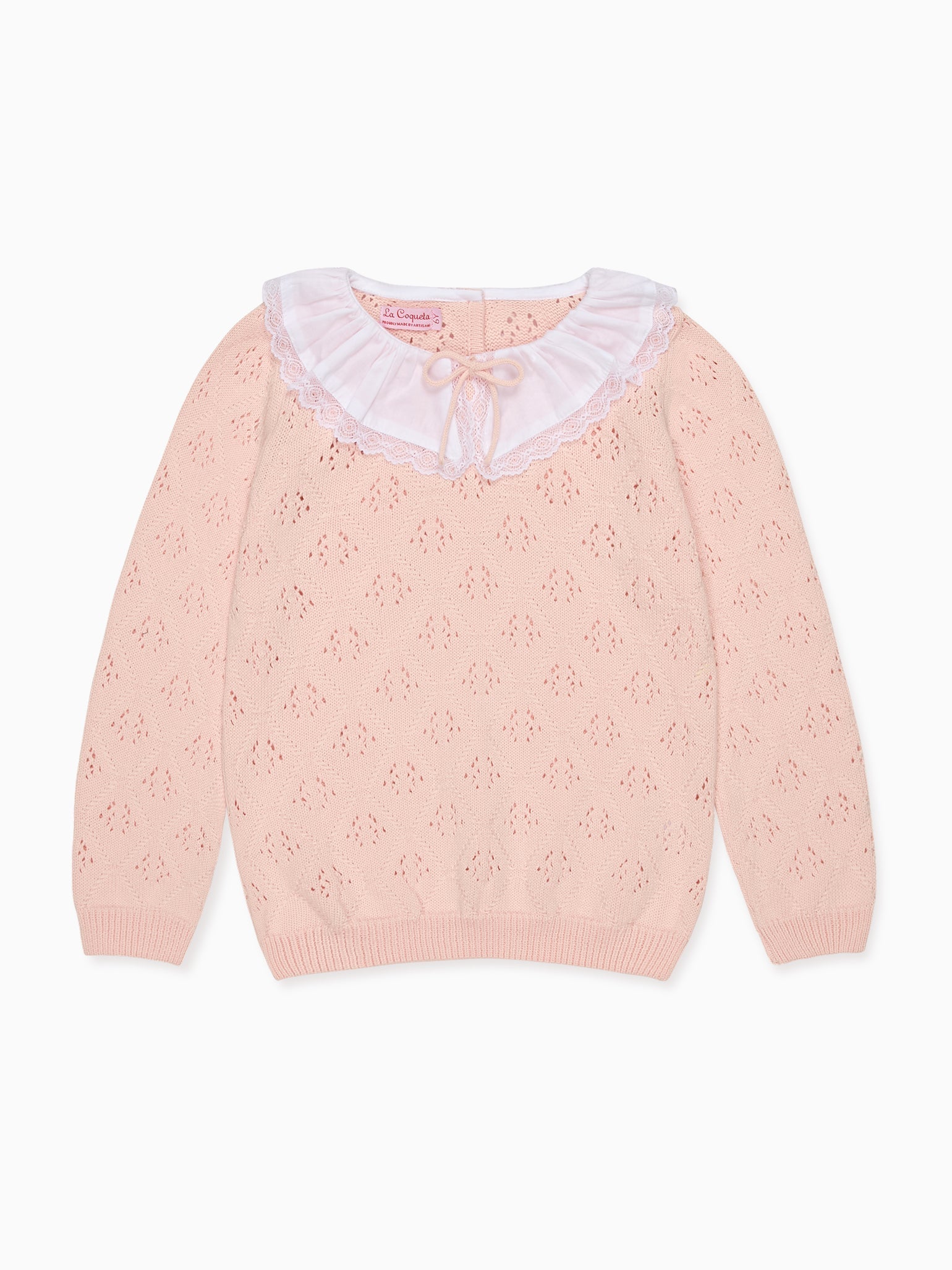 Pull en coton rose clair pour fille