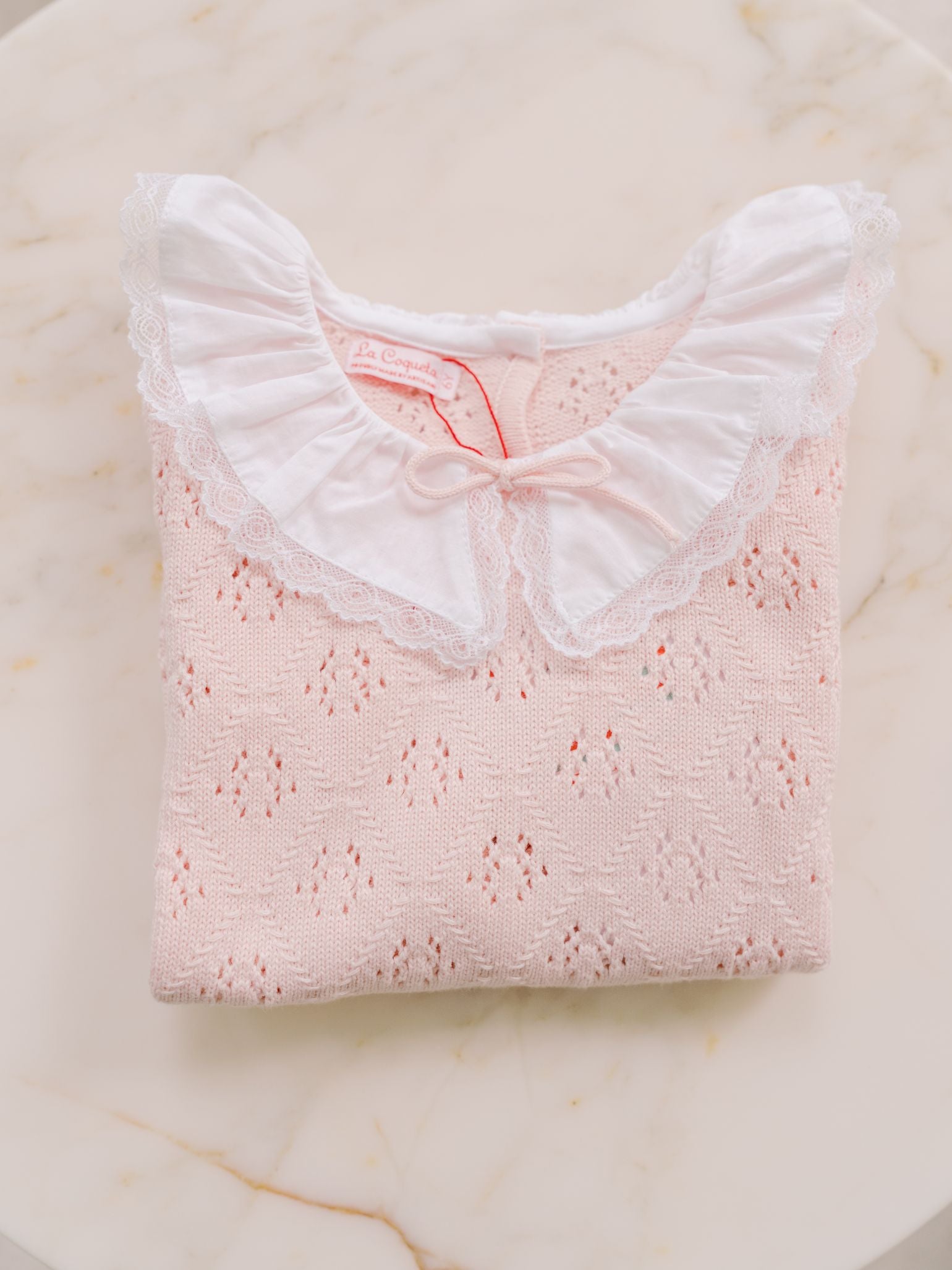 Pull en coton rose clair pour fille