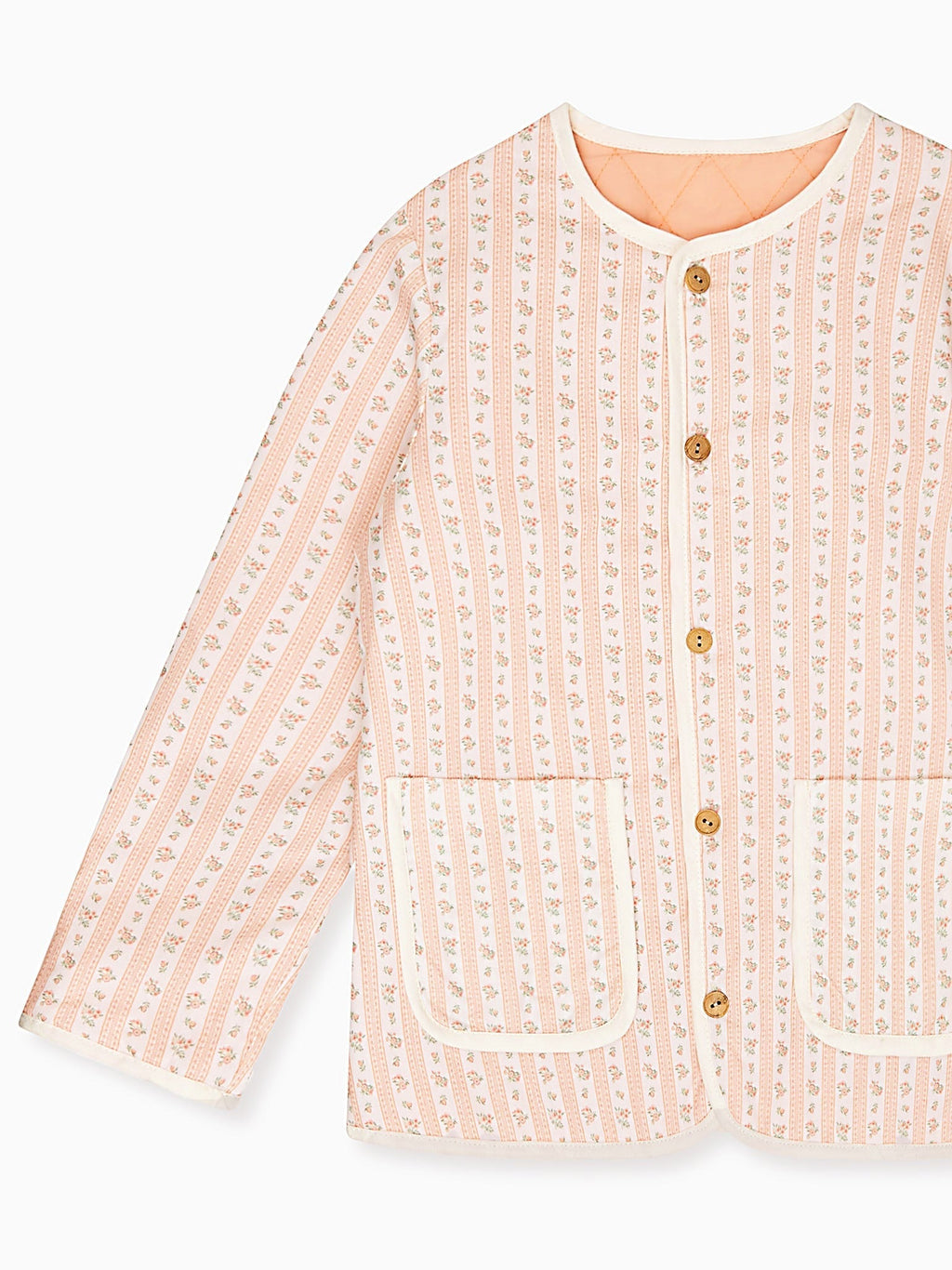 Veste réversible fille rayée et à fleurs roses