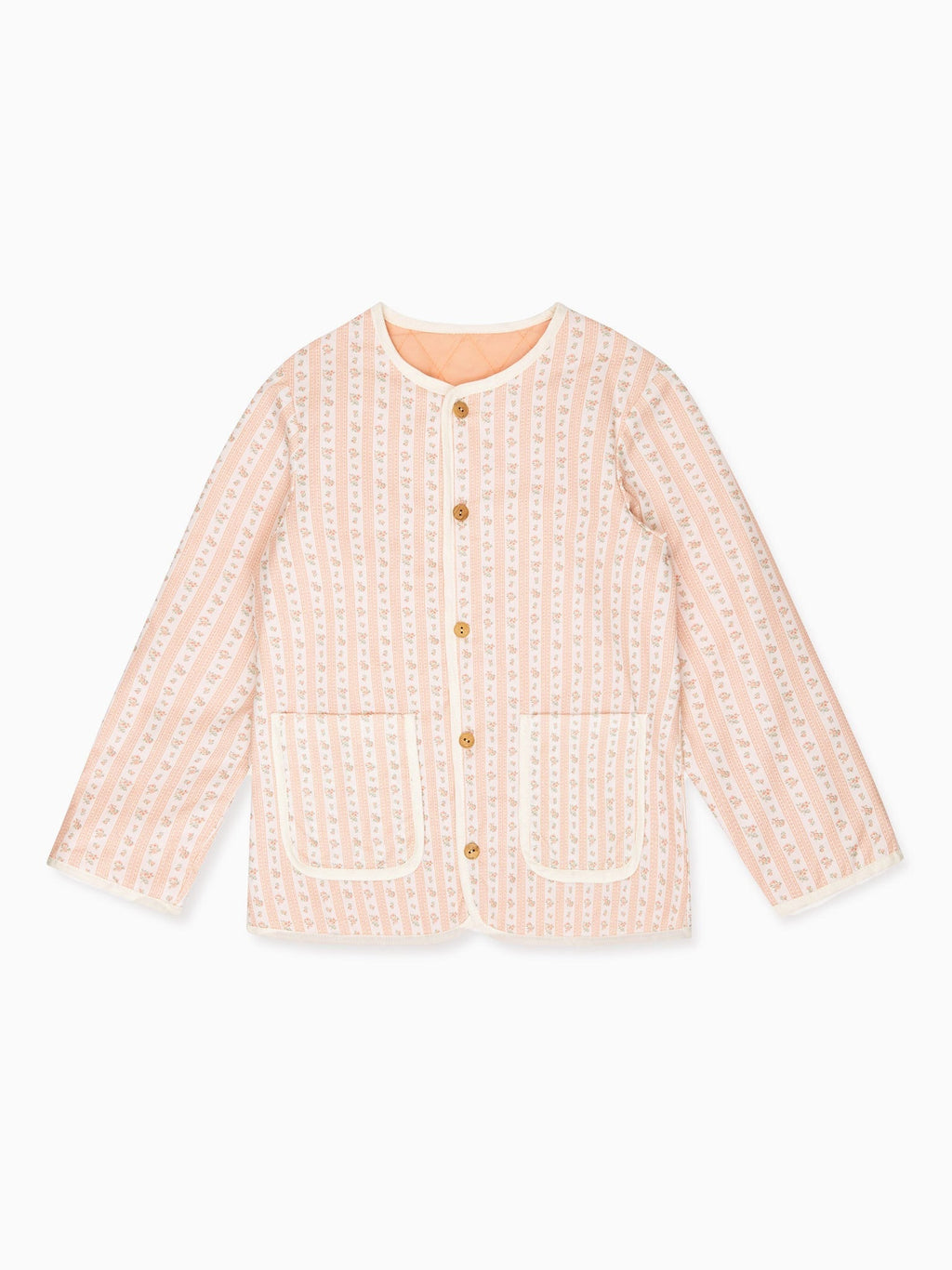 Veste réversible fille rayée et à fleurs roses