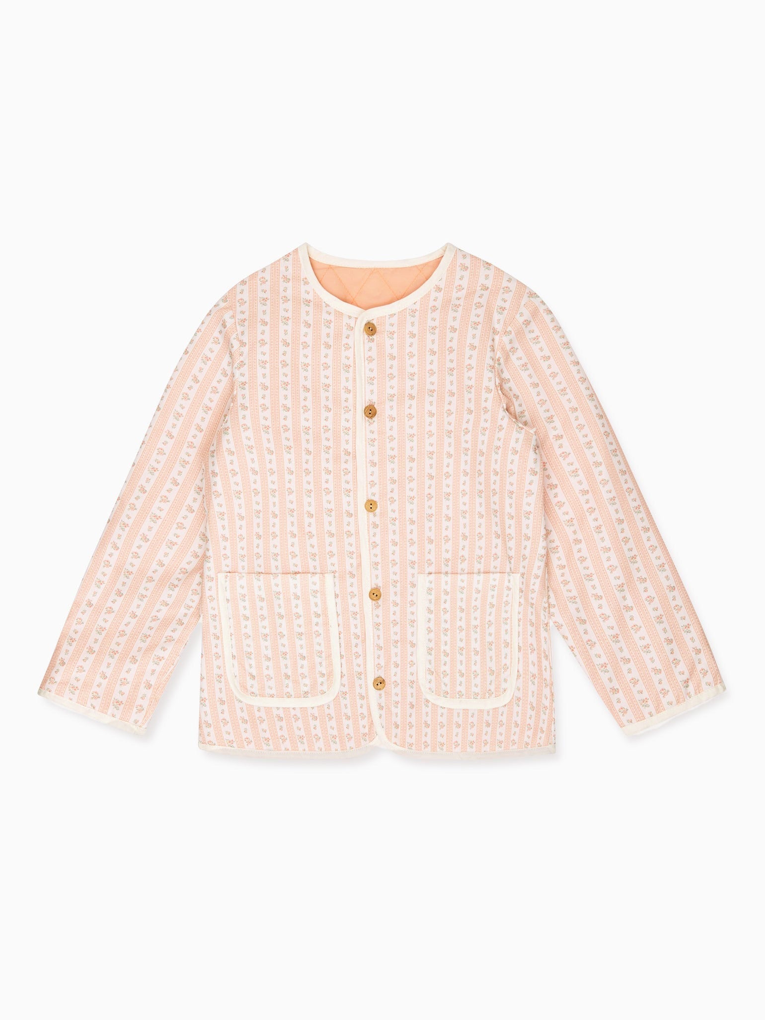 Veste réversible fille rayée et à fleurs roses