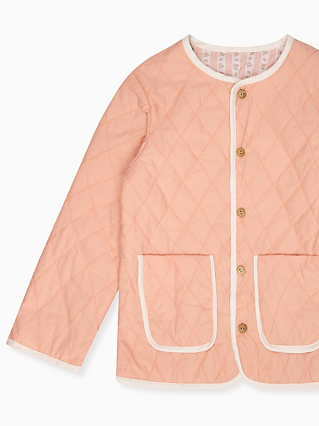 Veste réversible fille rayée et à fleurs roses