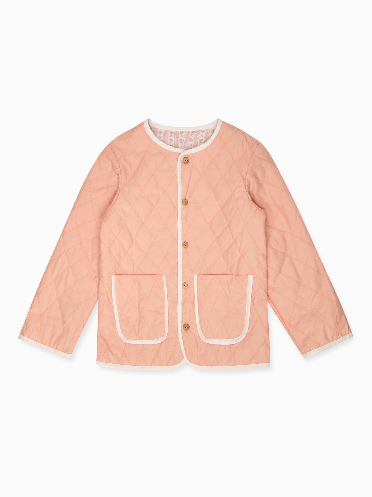 Veste réversible fille rayée et à fleurs roses