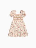 Robe fillette smockée à la main fraises et fleurs