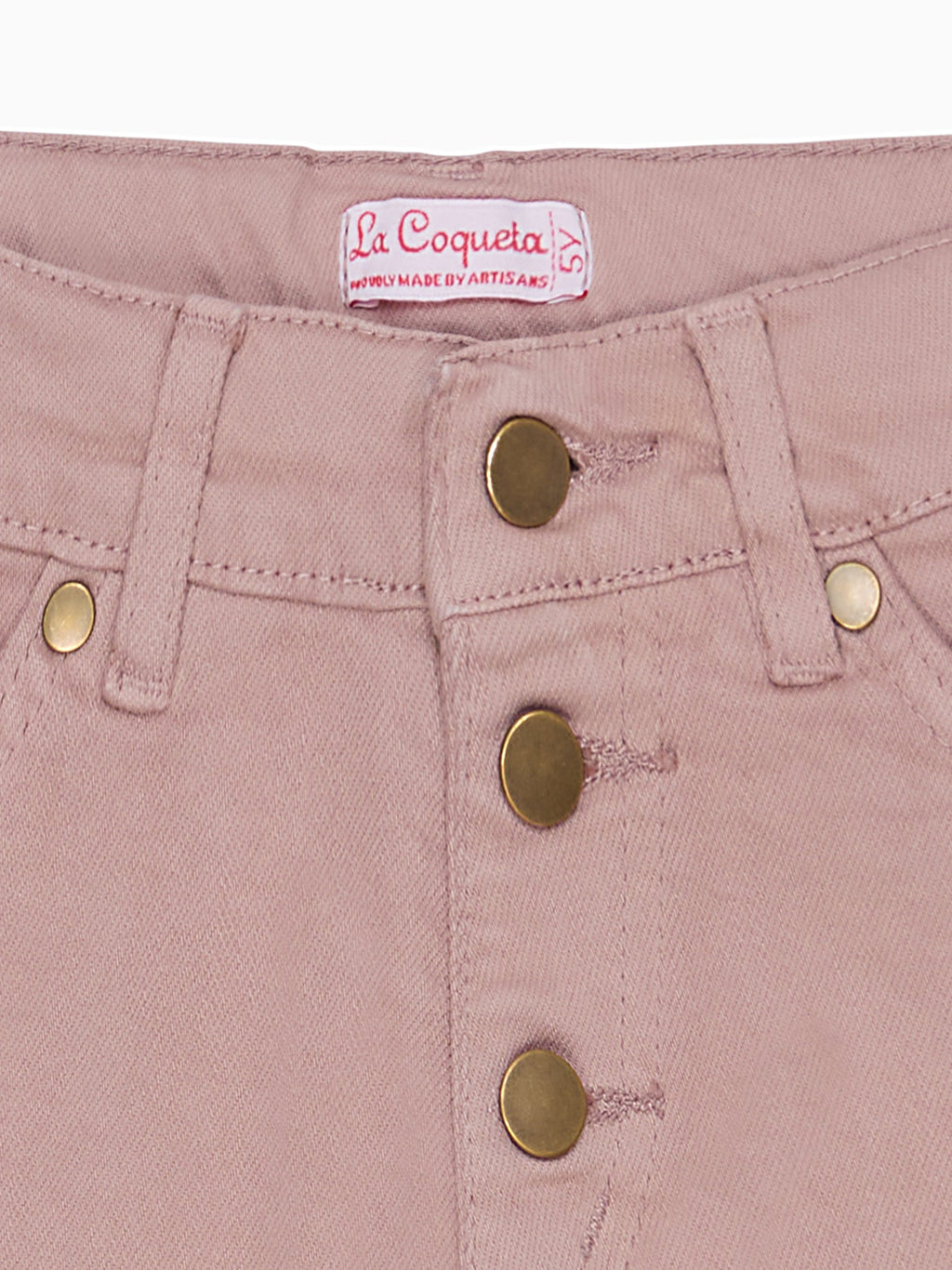 Short fille en coton rose poudré