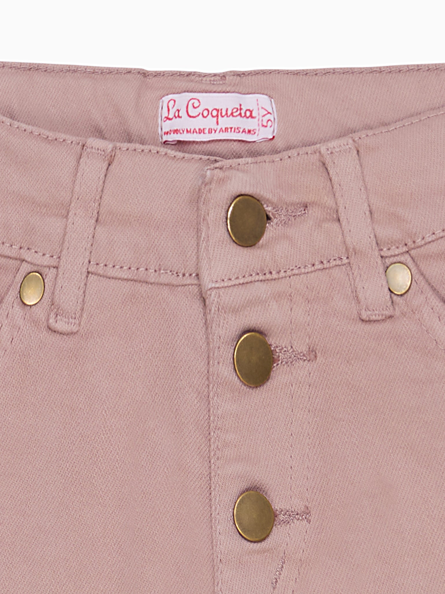 Short fille en coton rose poudré