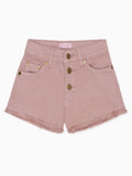 Short fille en coton rose poudré