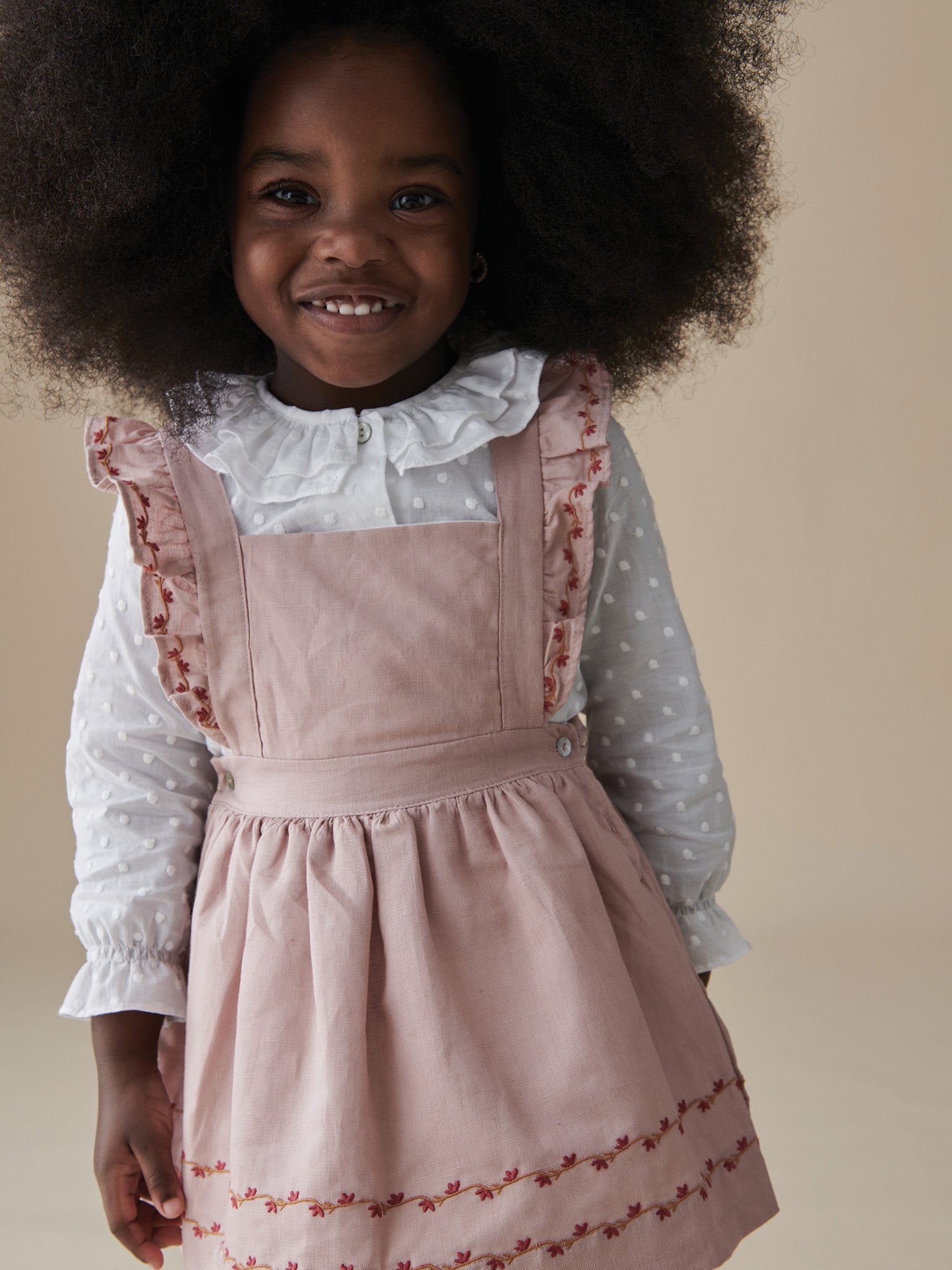 Jupon chasuble fille rose poudré
