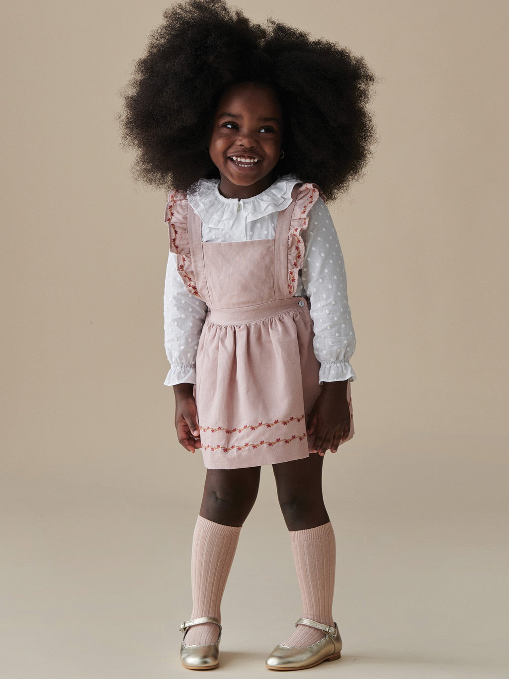 Jupon chasuble fille rose poudré