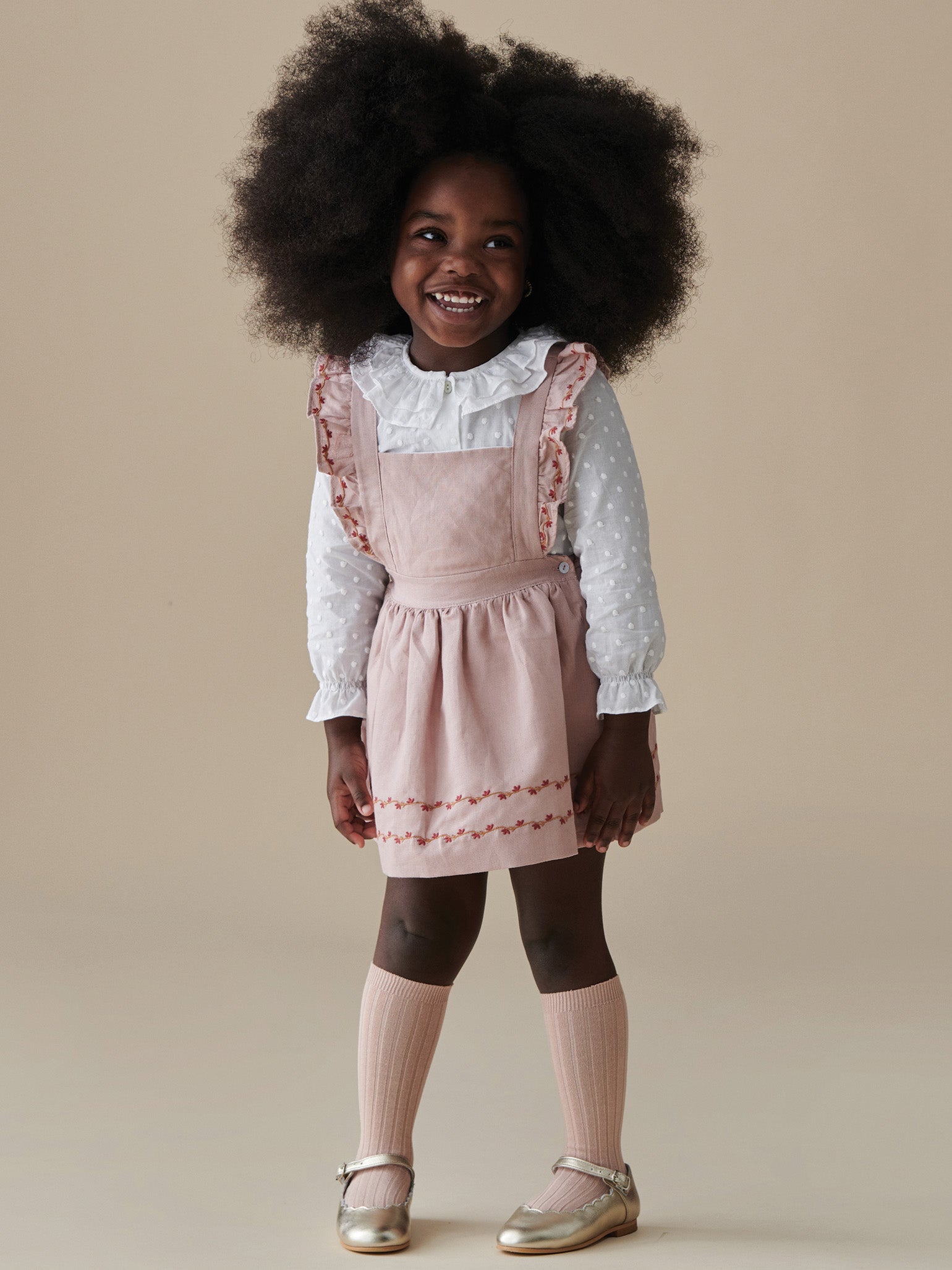 Jupon chasuble fille rose poudré