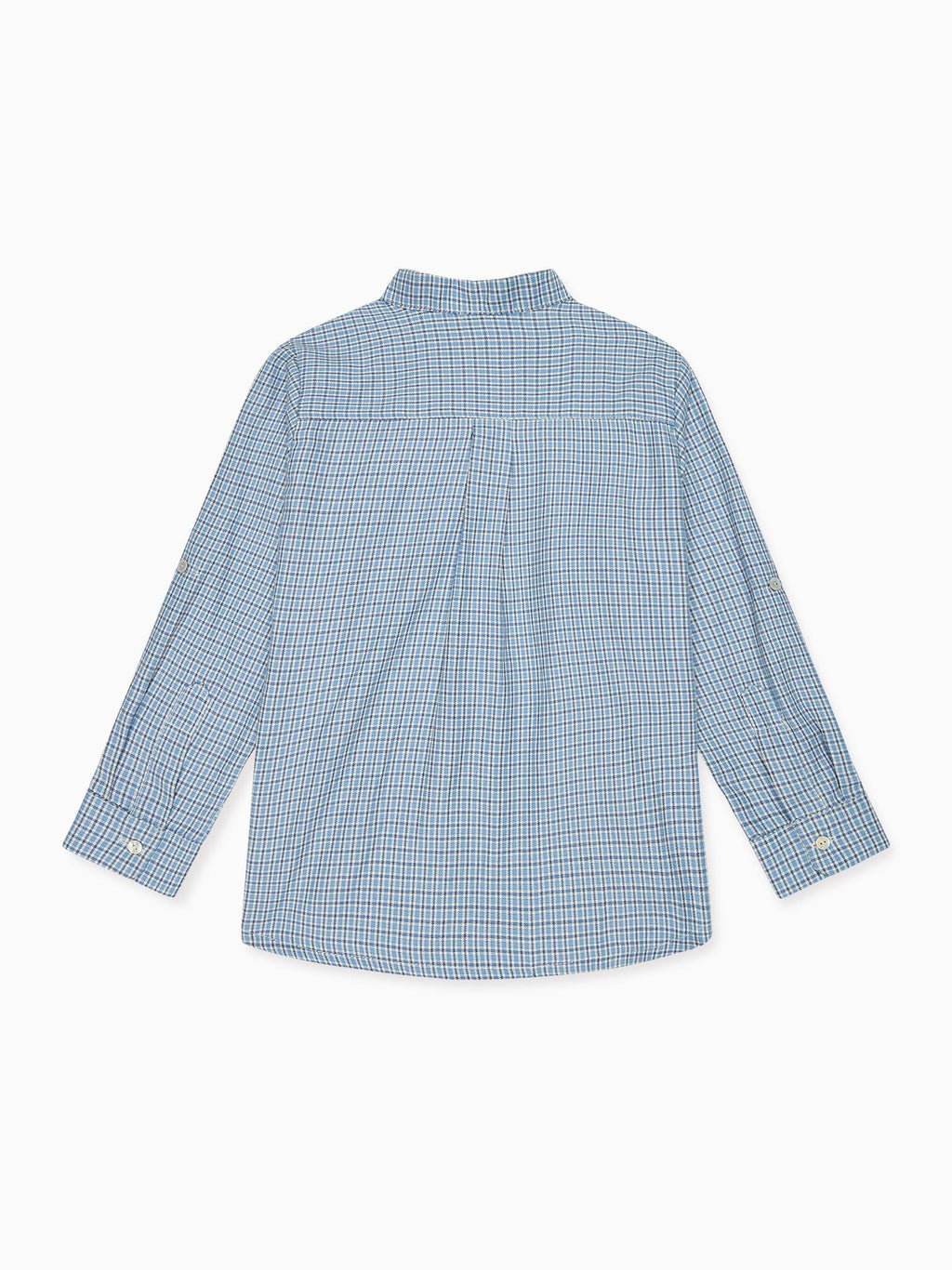 Chemise à carreaux bleu poussière à manches longues pour garçon