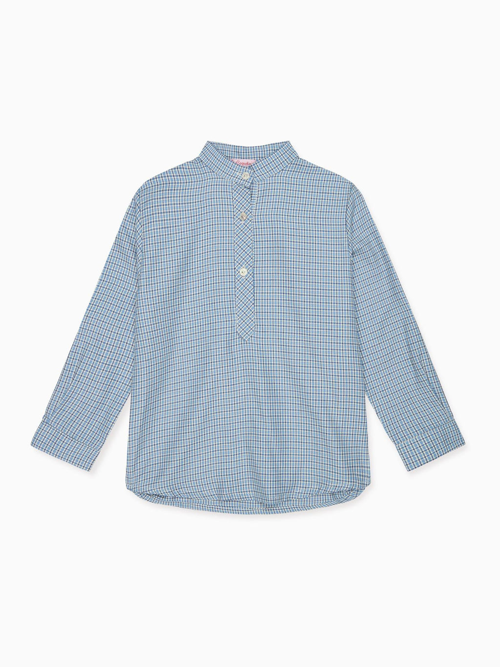 Chemise à carreaux bleu poussière à manches longues pour garçon