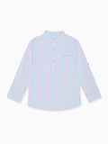 Chemise à manches longues pour garçon, rayures corail