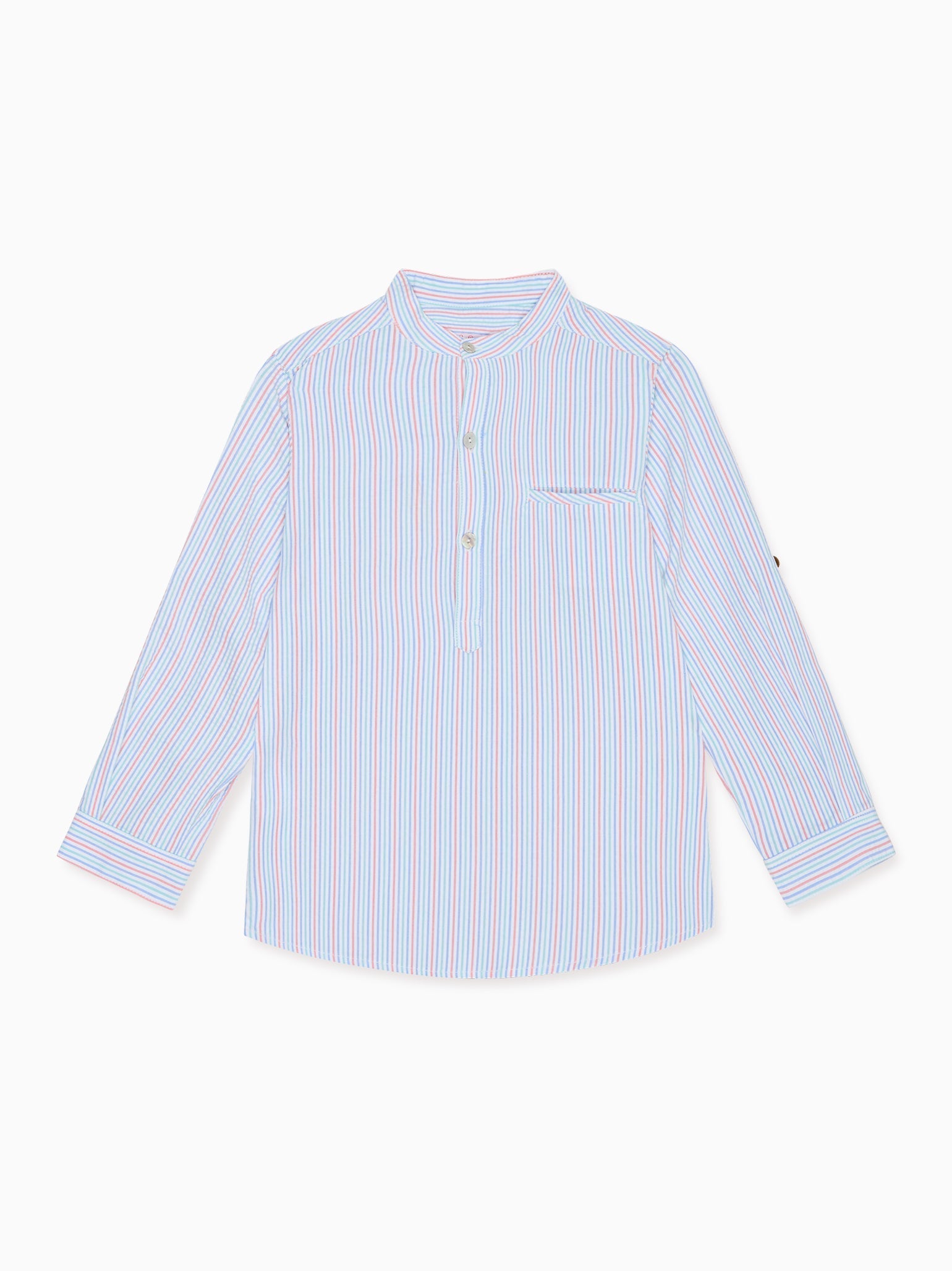 Chemise à manches longues pour garçon, rayures corail