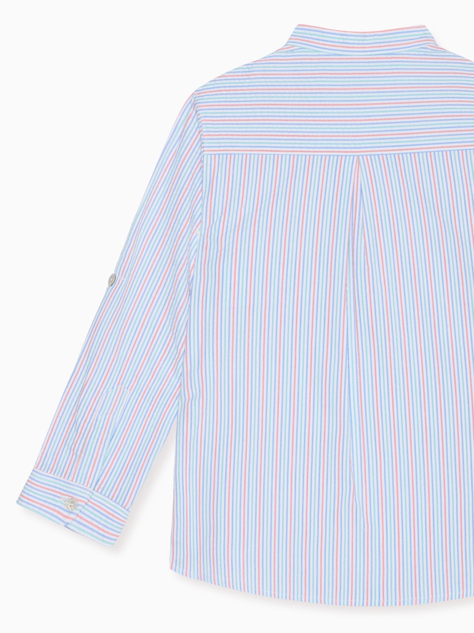 Chemise à manches longues pour garçon, rayures corail