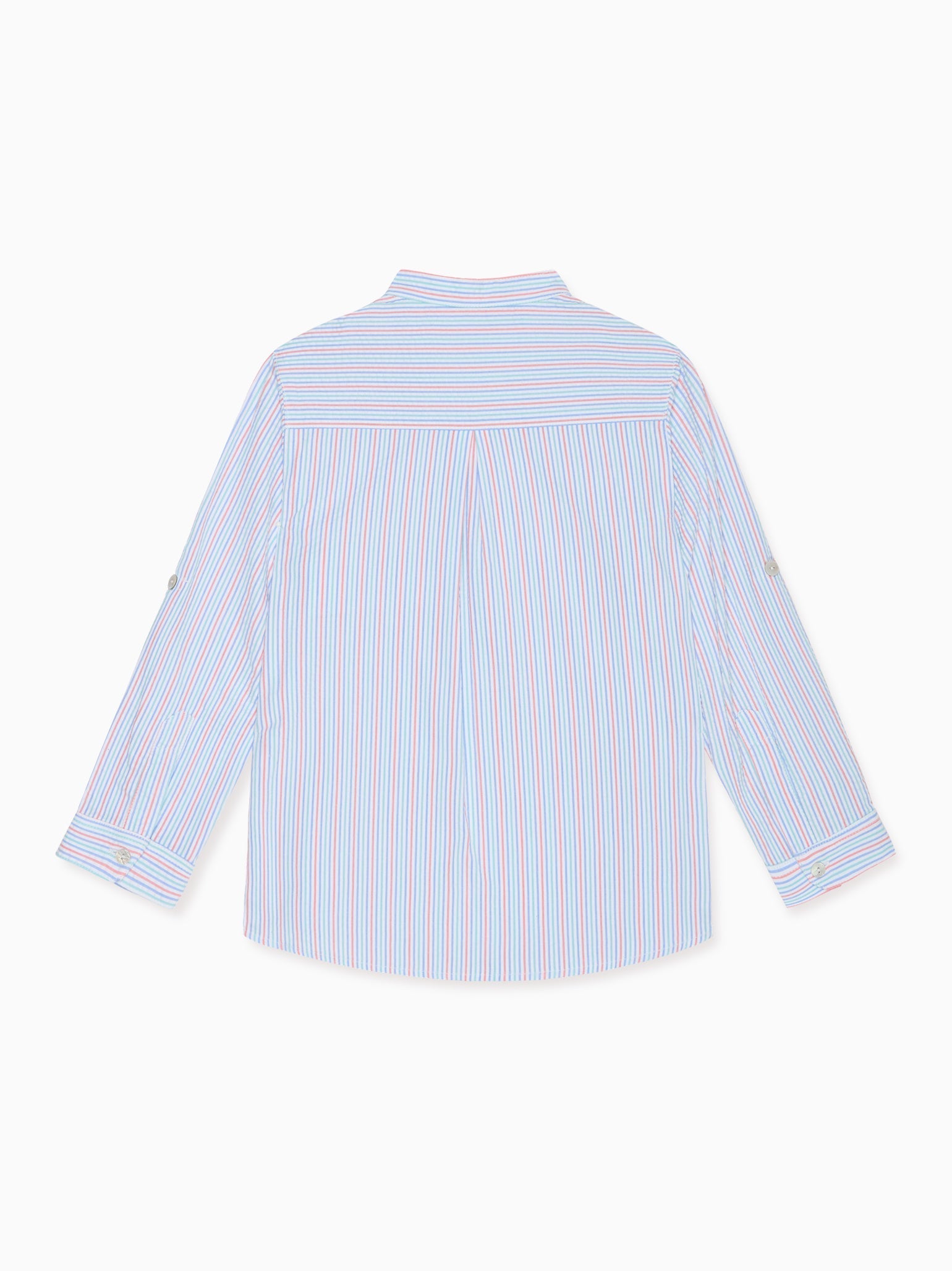 Chemise à manches longues pour garçon, rayures corail