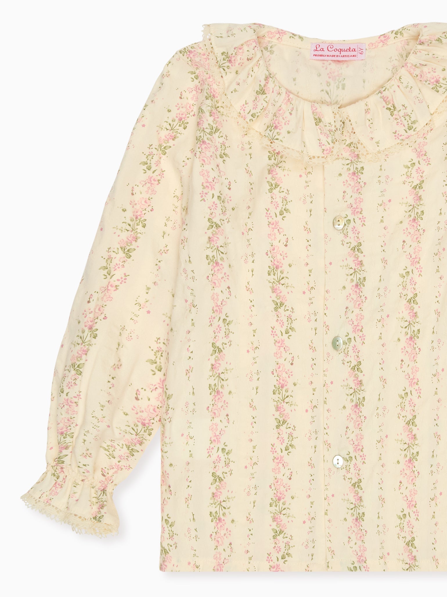 Chemisier à manches longues floral rose pour fille