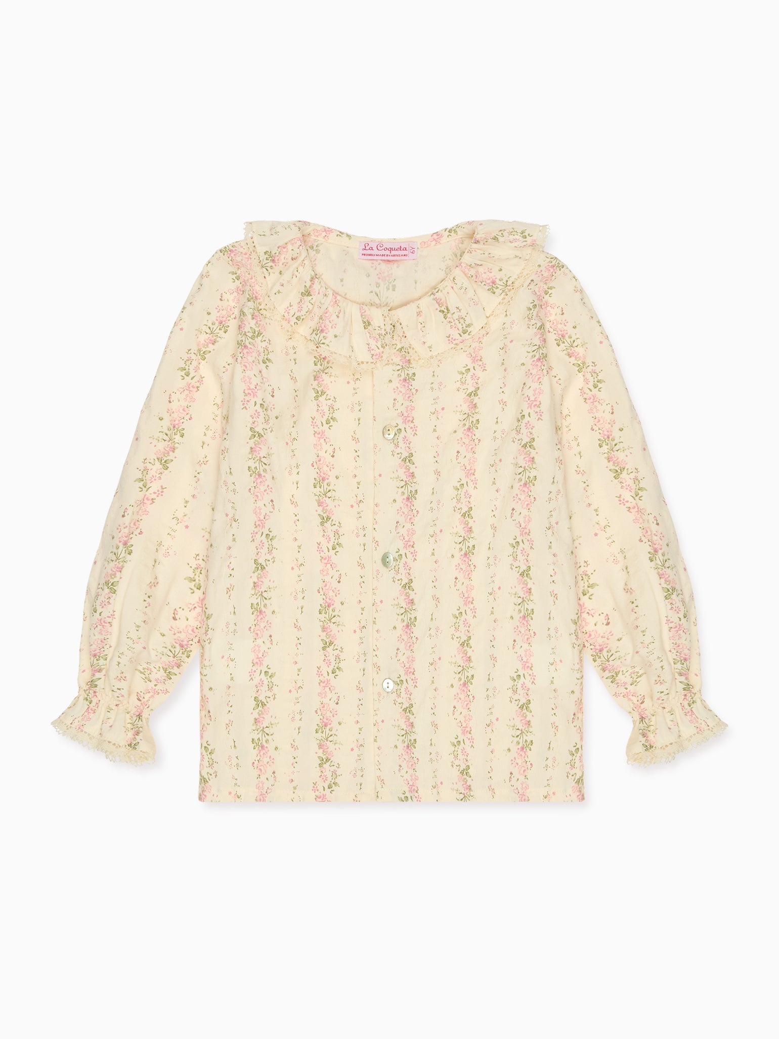 Chemisier à manches longues floral rose pour fille