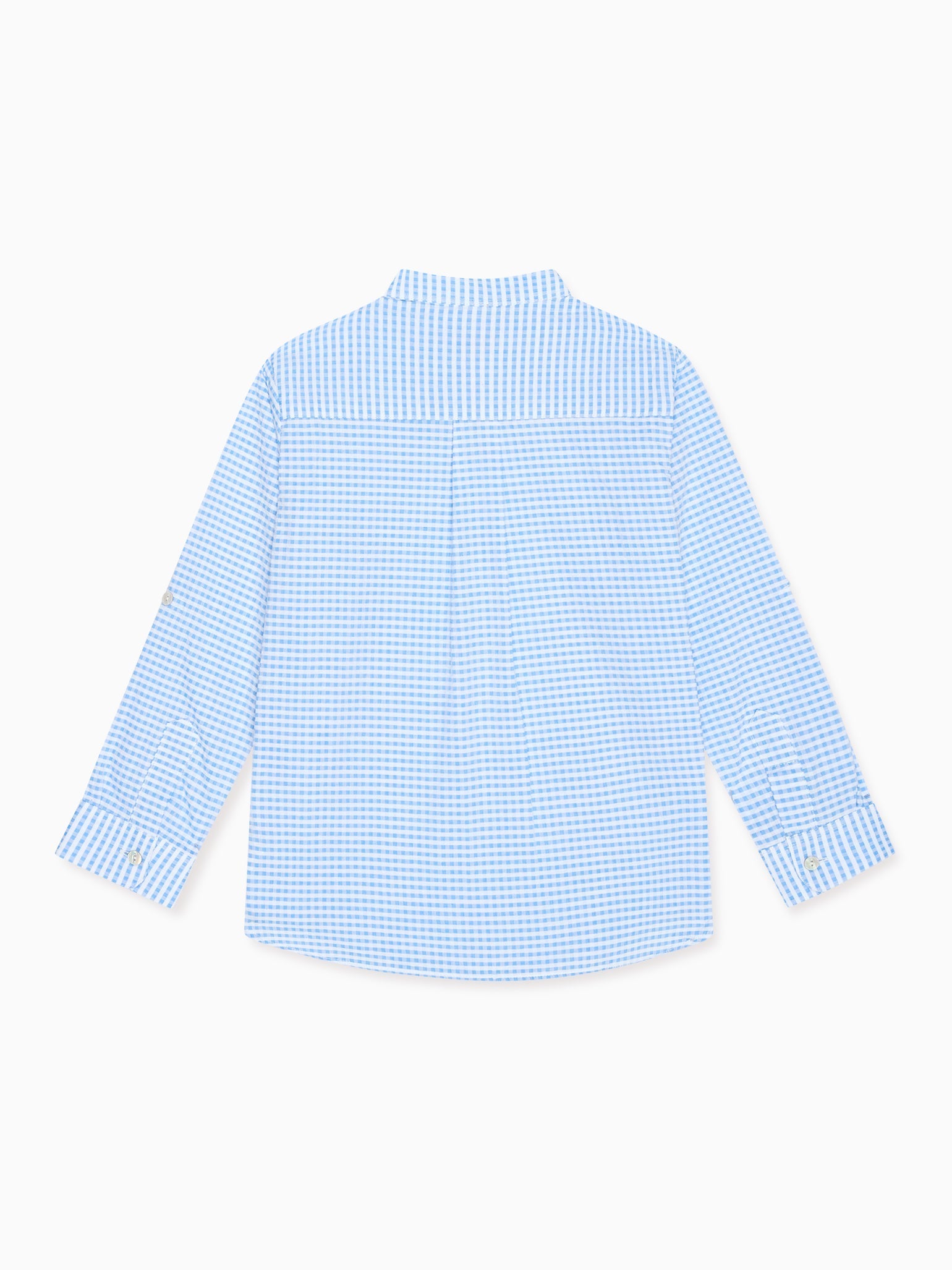 Chemise à manches longues à carreaux vichy bleu pour garçon