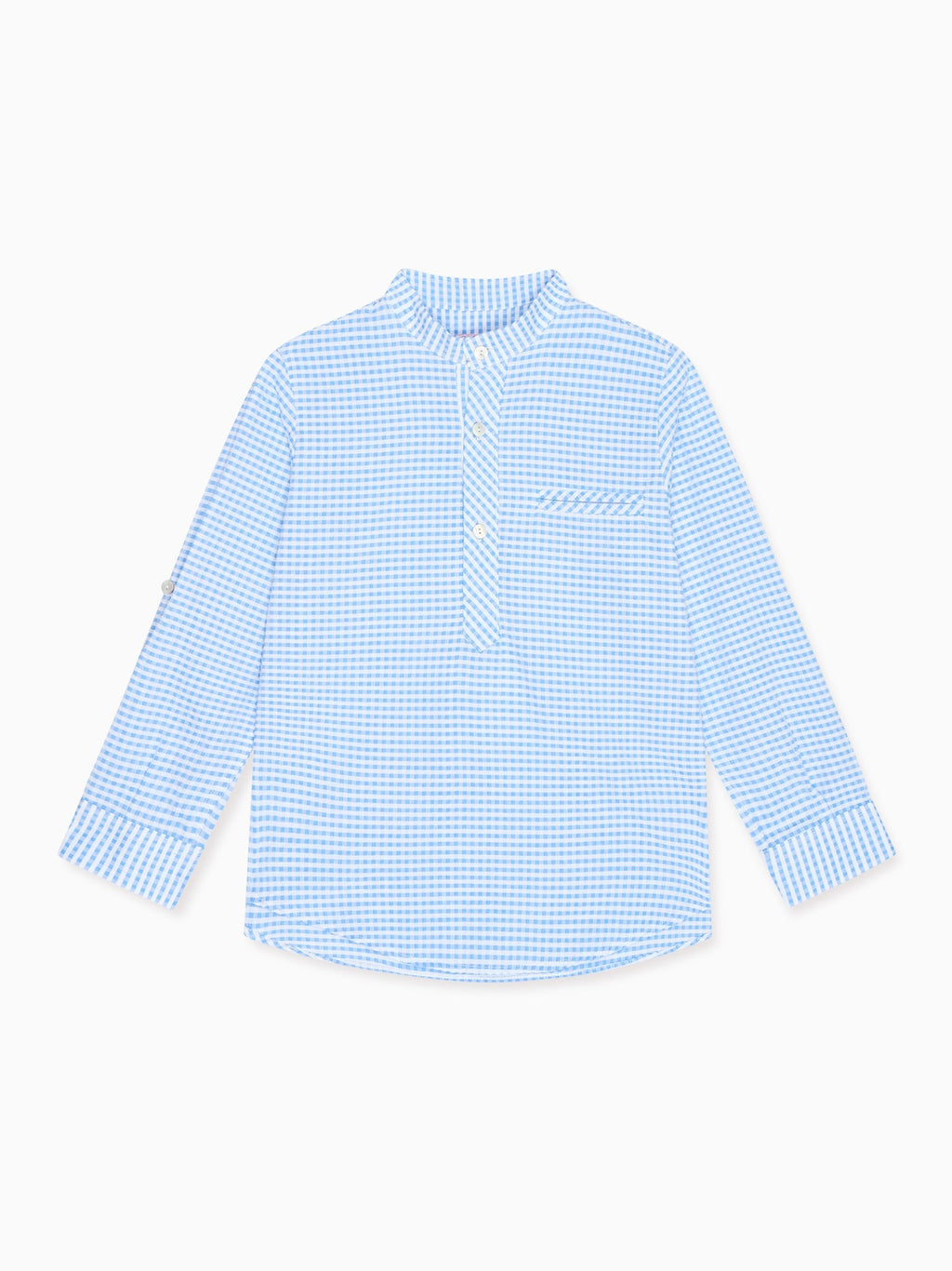 Chemise à manches longues à carreaux vichy bleu pour garçon