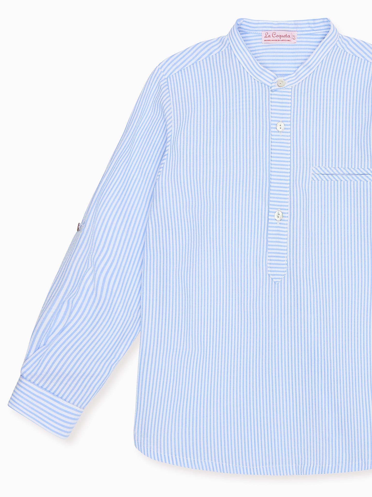 Chemise à manches longues rayée bleue pour garçon
