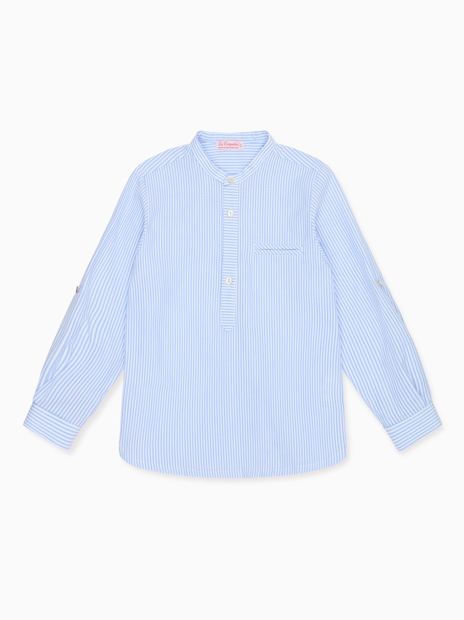 Chemise à manches longues rayée bleue pour garçon