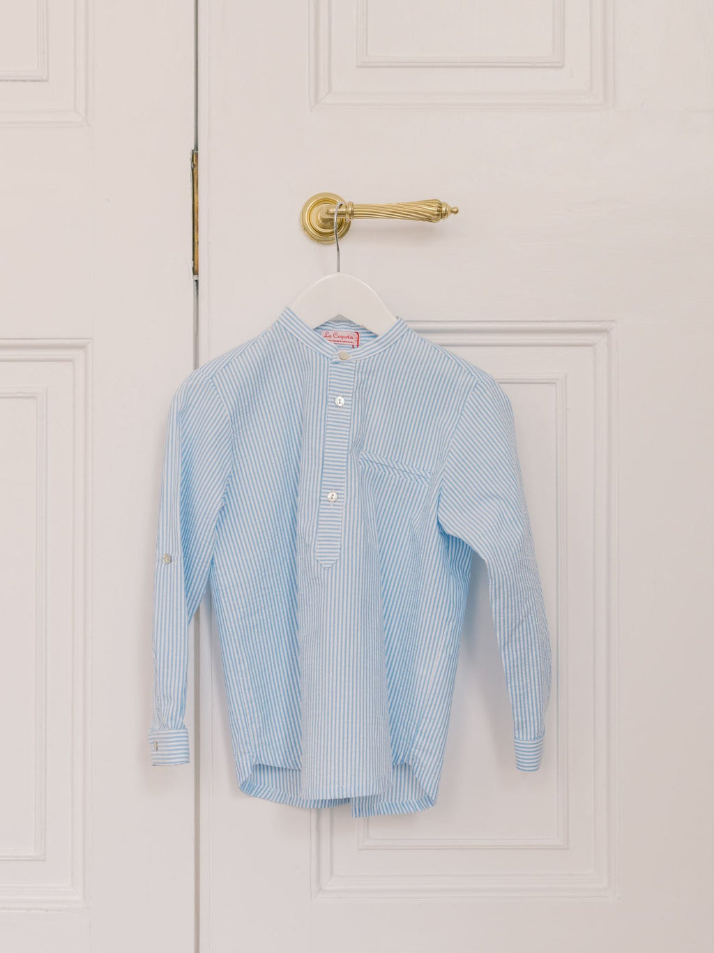 Chemise à manches longues rayée bleue pour garçon
