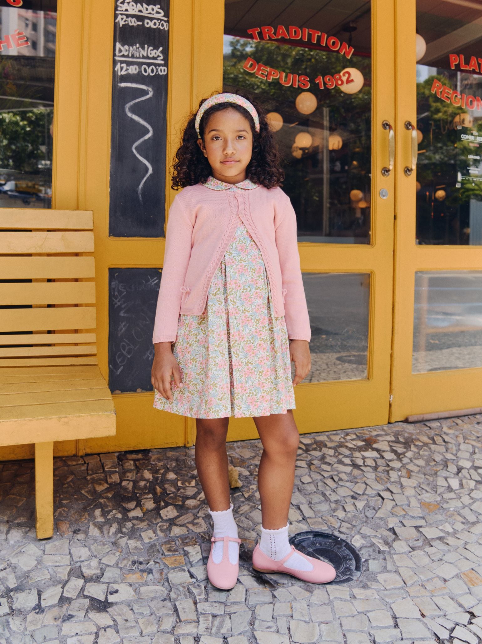 Gilet Fille en Coton Rose Poudré