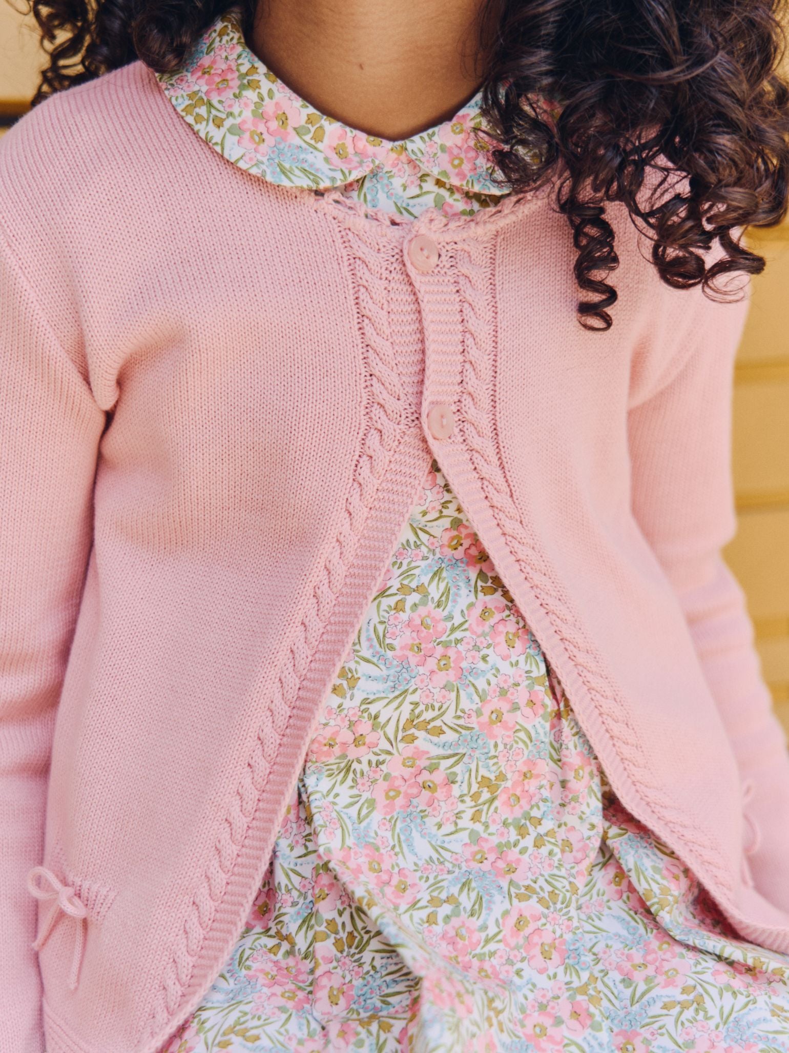 Gilet Fille en Coton Rose Poudré
