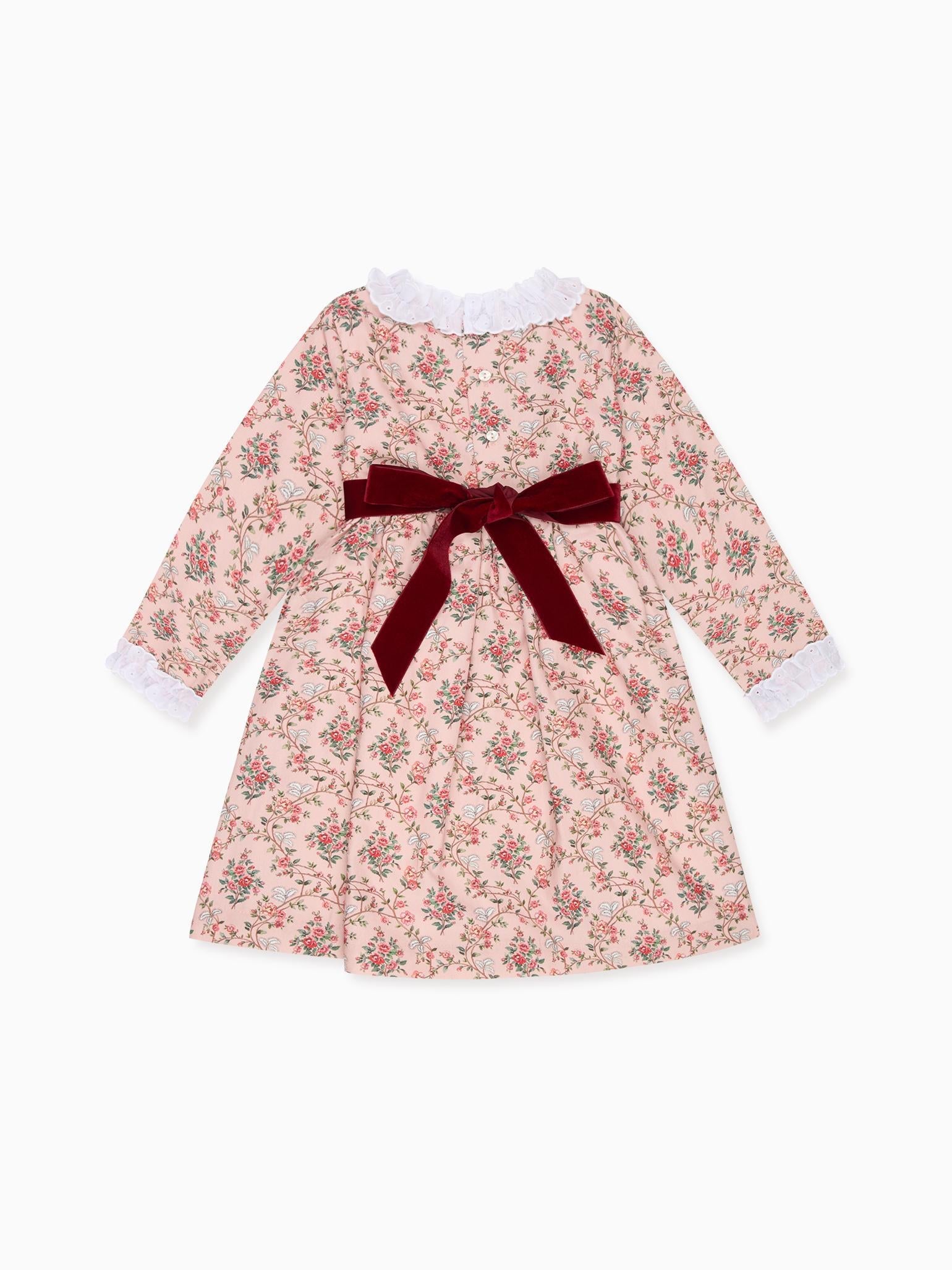 Robe fille florale rose