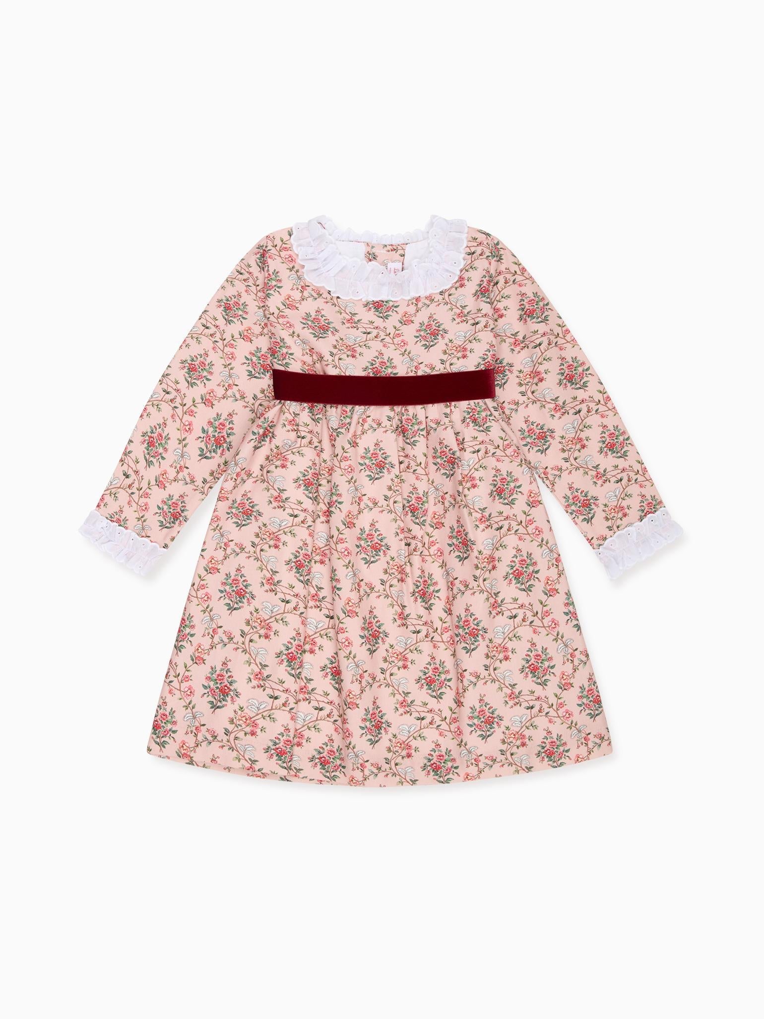 Robe fille florale rose