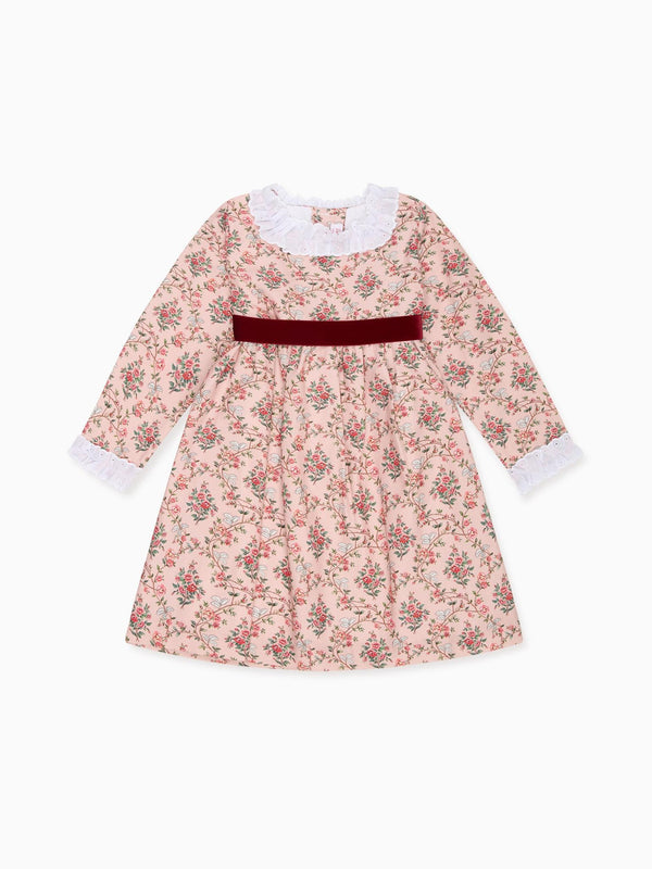 Robe fille florale rose