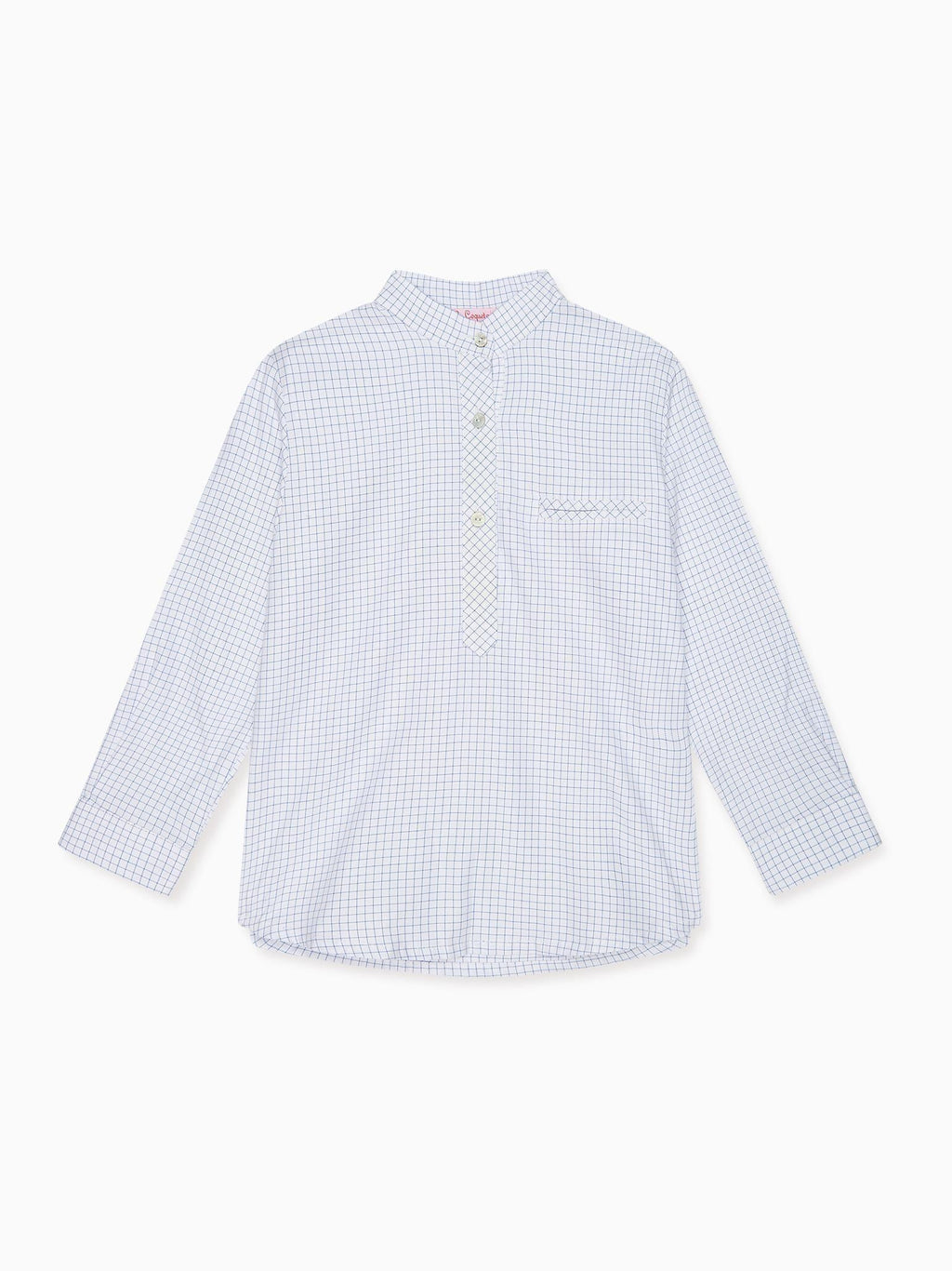 Chemise à carreaux bleue manches longues pour garçon