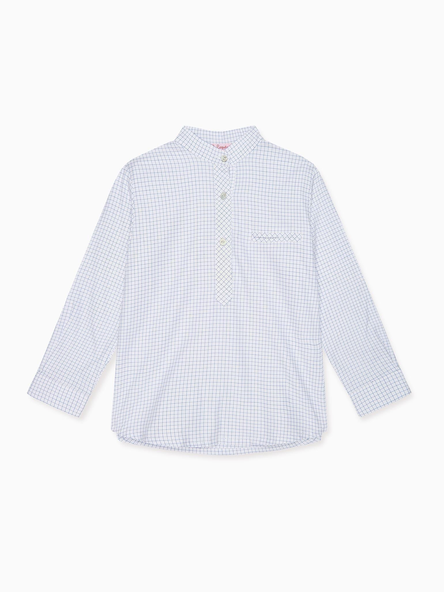 Chemise à carreaux bleue manches longues pour garçon