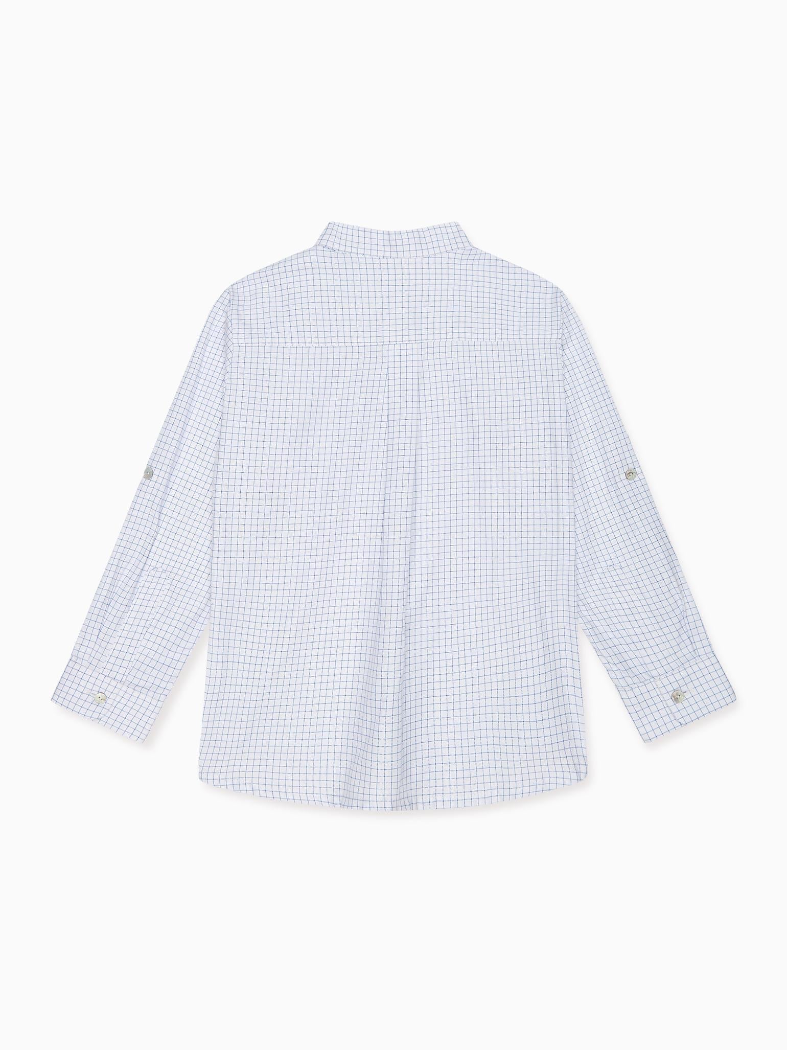 Chemise à carreaux bleue manches longues pour garçon