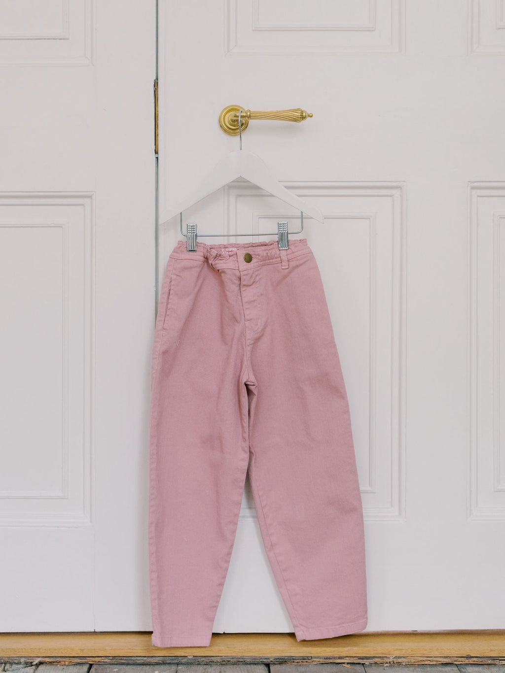 Jean tonneau fille rose