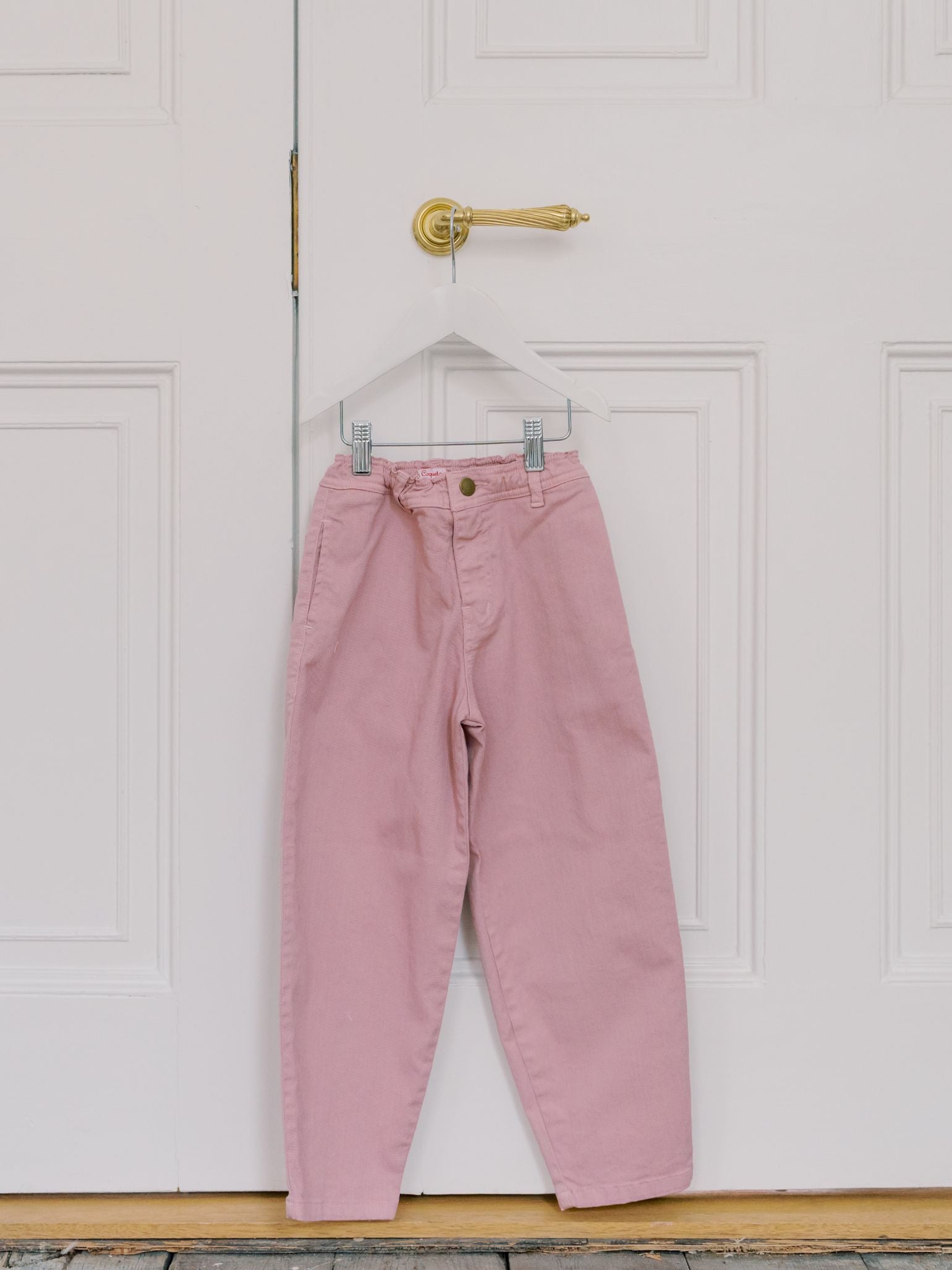 Jean tonneau fille rose